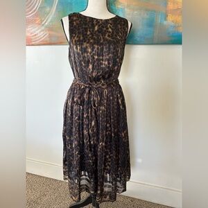 Luxe By Carmen Marc Valvo Leopard Fit And Flare Sleeveless Chiffon Midi Dress 4